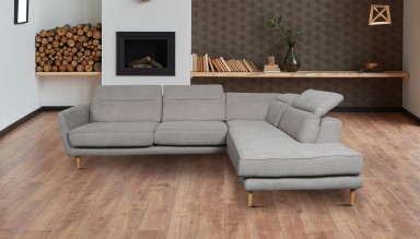 Ecksofa XL Salma-P rechts - Graubeige