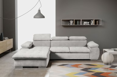 Sofa L-Form Trino links - mit Schlaffunktion - Apricot