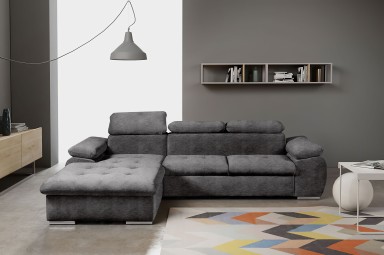 Ecksofa Trino links - mit Schlaffunktion - Mokka