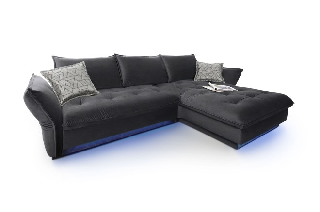 Ecksofa Palladio rechts - mit Schlaffunktion - Schwarz