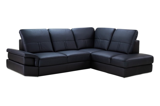 Leder Ecksofa Chiara rechts - mit Schlaffunktion - Schwarz