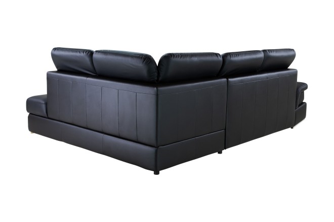 Leder Ecksofa Chiara rechts - mit Schlaffunktion - Schwarz