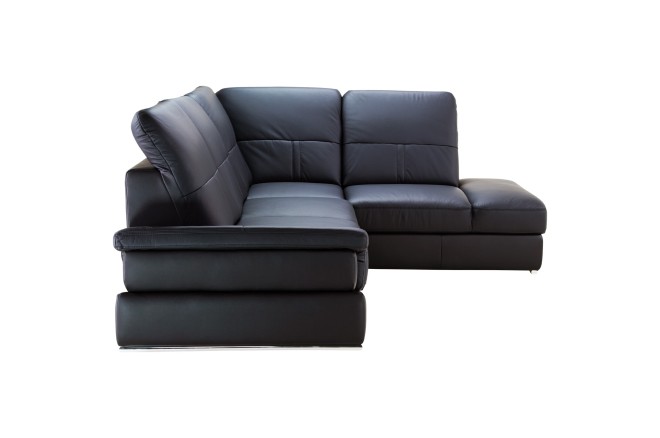 Leder Ecksofa Chiara rechts - mit Schlaffunktion - Schwarz