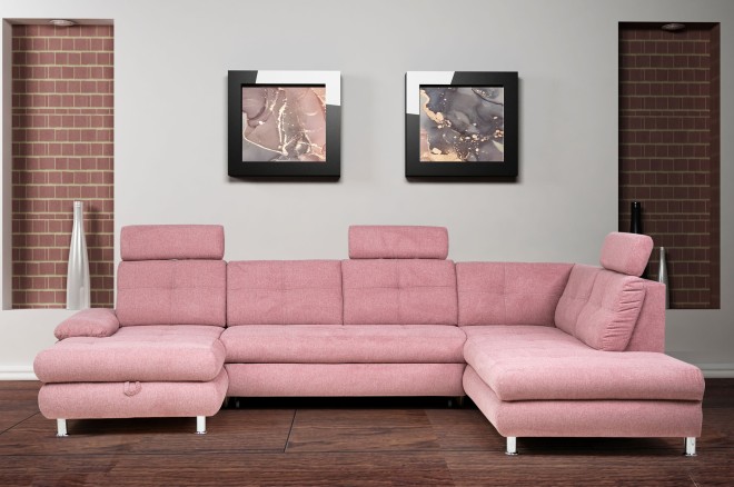 Wohnlandschaft Alba-P rechts - mit Schlaffunktion - Pink