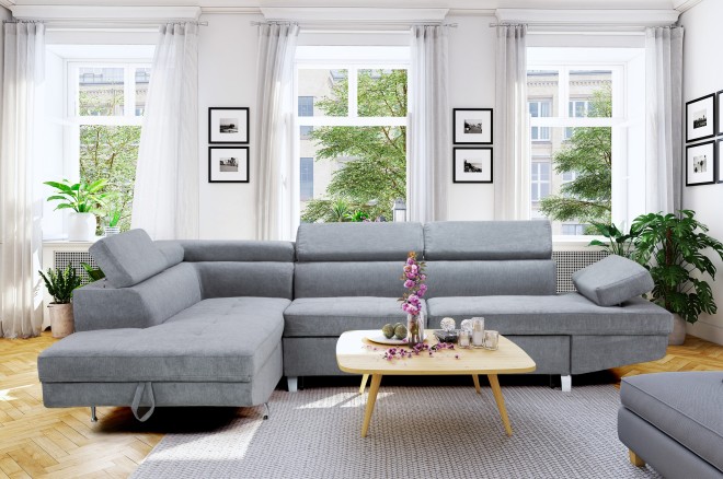 Ecksofa Rio-P links - mit Schlaffunktion - Grau