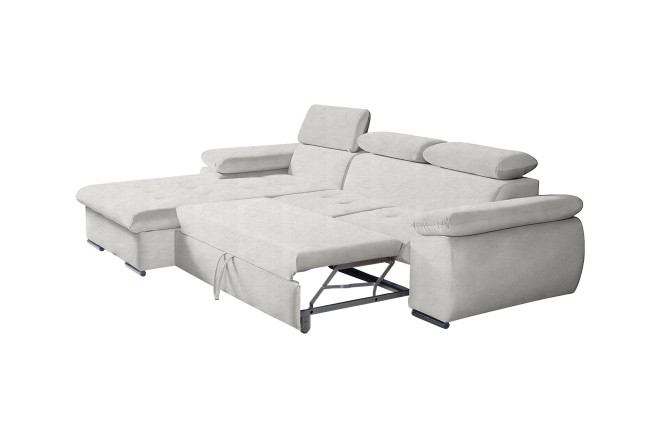 Sofa L-Form Trino links - mit Schlaffunktion - Silber