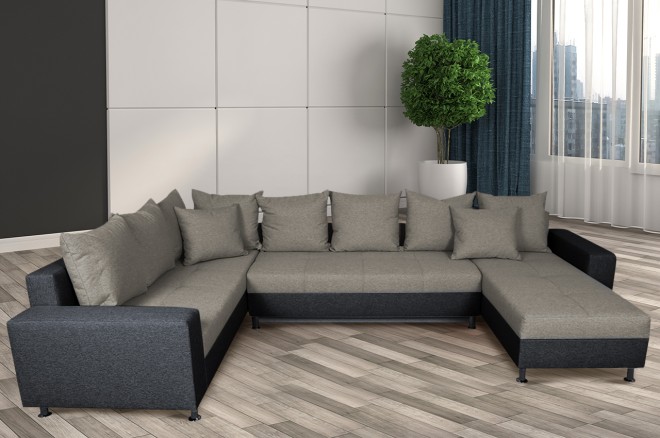 Wohnlandschaft Toscana I links - mit Schlaffunktion - Hellgrau