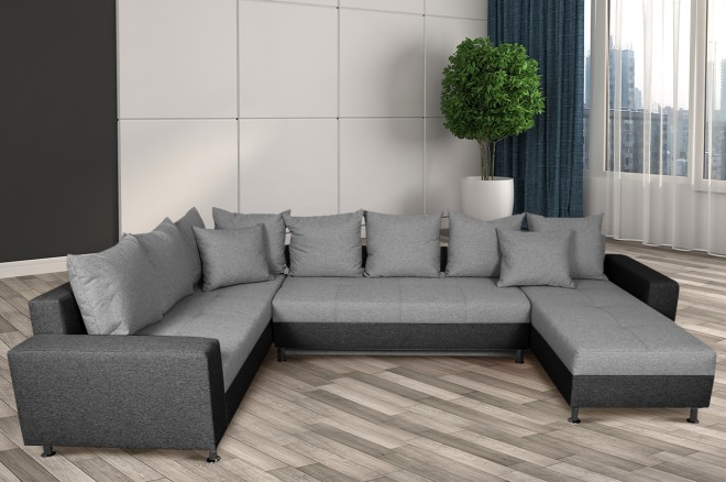 Wohnlandschaft Toscana I links - mit Schlaffunktion - Hellgrau