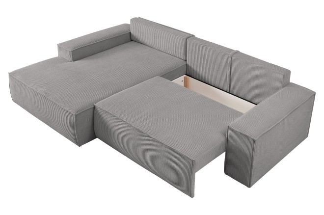 Eckgarnitur Kair beidseitig - mit Schlaffunktion - Hellgrau