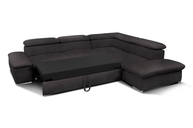 Sofa L-Form Amadora rechts - mit Schlaffunktion - Anthrazit