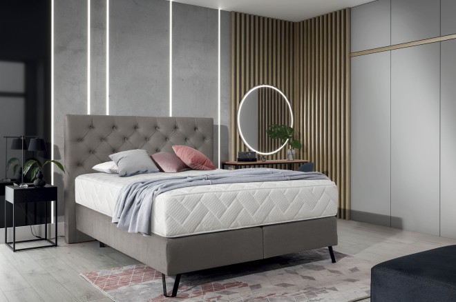 Boxspringbett 140x200 Cortina - Mausgrau