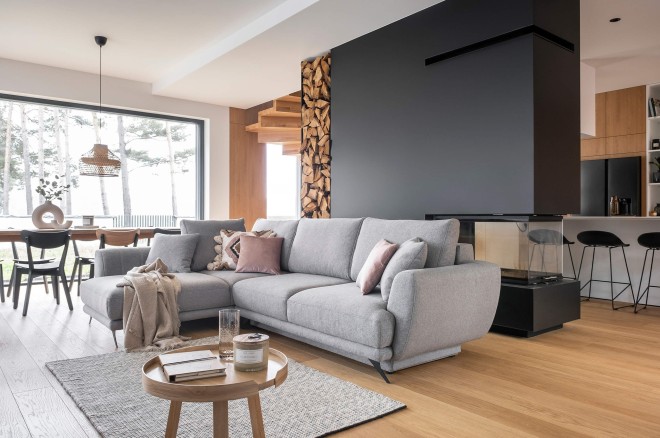 Sofa L Form Larde links mit Schlaffunktion Silbergrau Sofas zum halben Preis