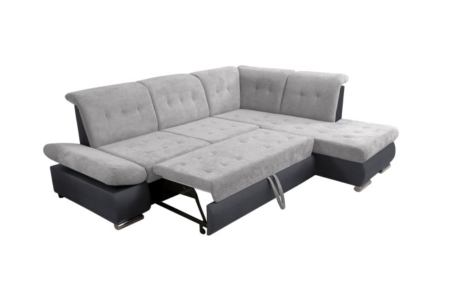 Ecksofa Canaria rechts - mit Schlaffunktion - Hellgrau