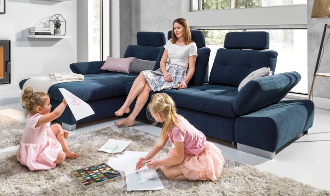 Ecksofa Cremona links - mit Schlaffunktion - Tintenblau