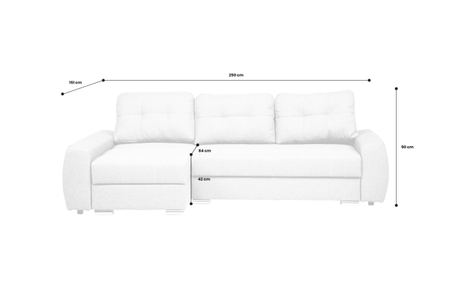 Ecksofa Furla links - mit Schlaffunktion