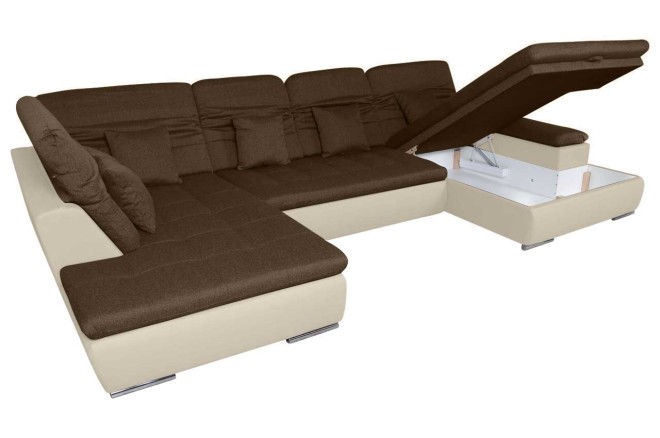 Wohnlandschaft Neapel - P links - mit Schlaffunktion - Nougat