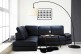 Leder Sofa L-Form Chiara - mit Schlaffunktion - Schwarz