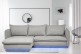 Sofa L-Form Palladio rechts - mit Schlaffunktion - Silber