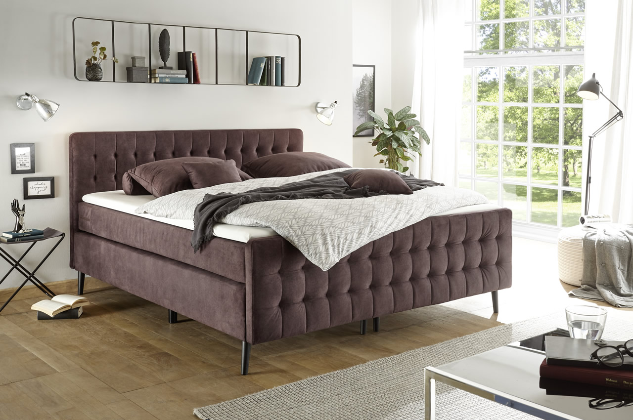 Blackredwhite Boxspringbett 180x200 Scandi 2 Violette Mit Boxspring