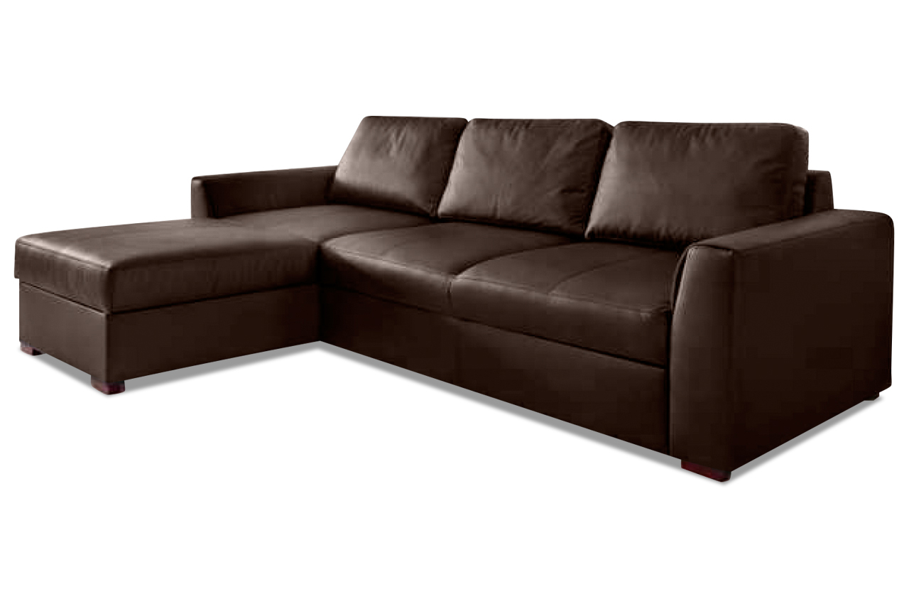 Leder Ecksofa Moreno - mit Schlaffunktion - Braun | Sofas ...