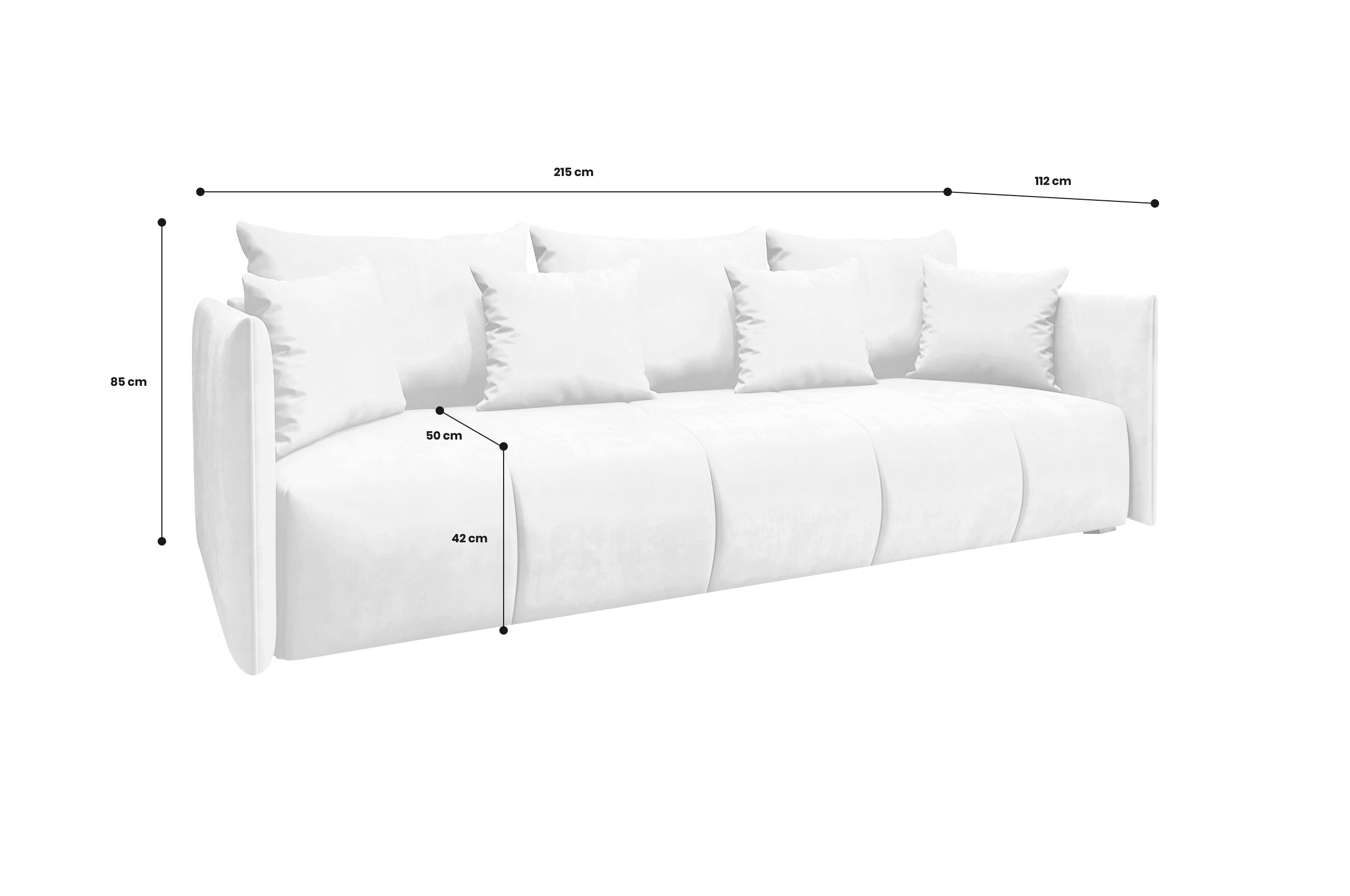 3er-Sofa Aspen - mit Schlaffunktion