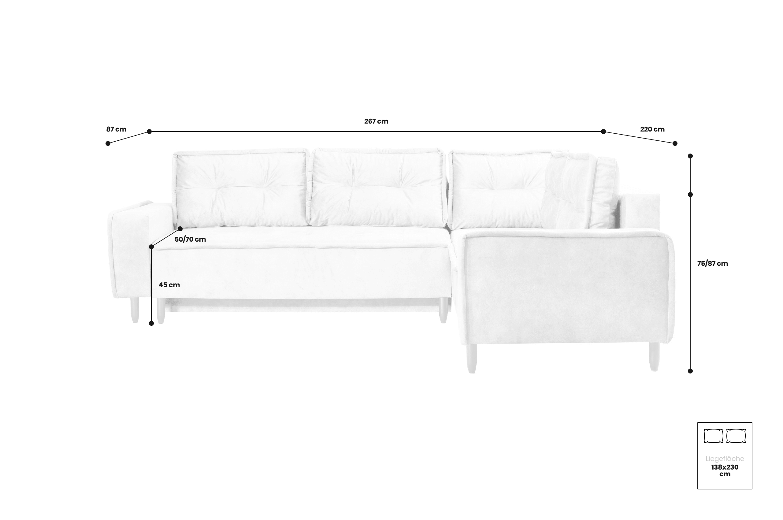 Sofa L-Form Milo