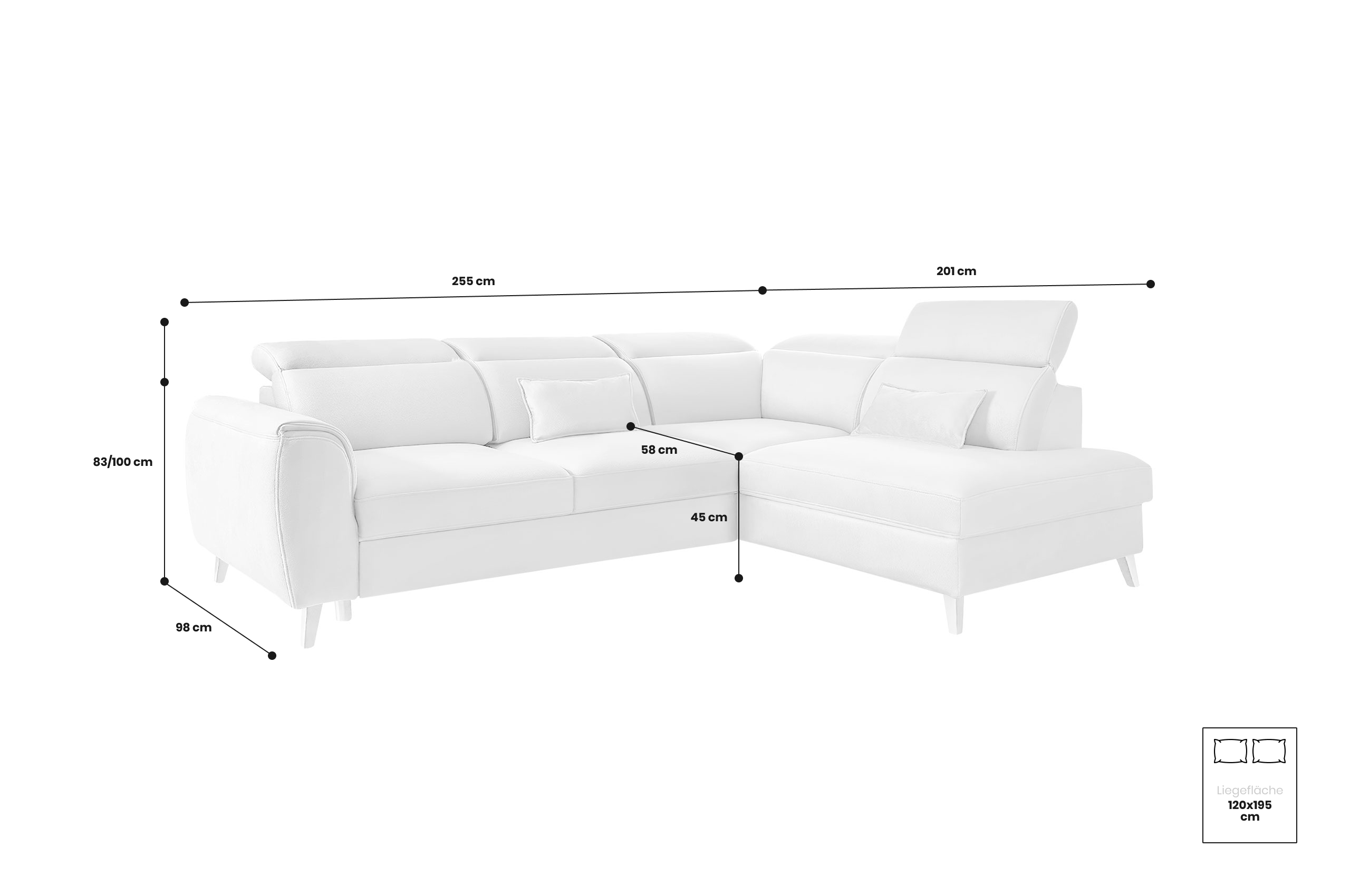 Sofa L-Form Noble