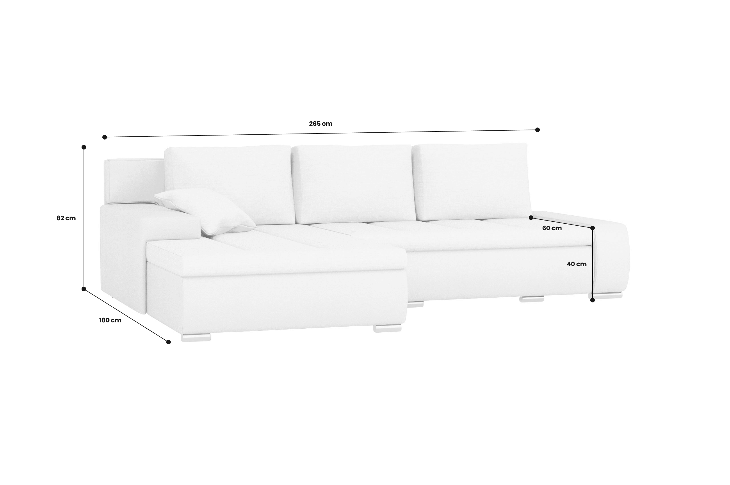 Sofa L-Form Taro beidseitig - mit Schlaffunktion - Mittelbraun